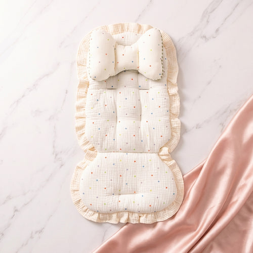 Cuscino Pieghevole in Pizzo per Passeggino, in Puro Cotone, Universale, 4 stagioni