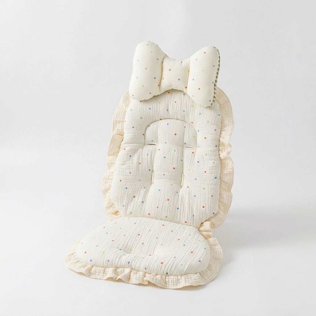 Cuscino Pieghevole in Pizzo per Passeggino, in Puro Cotone, Universale, 4 stagioni